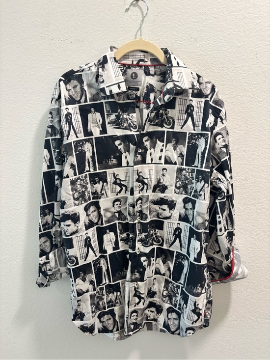 Tops - Elvis Presley Black and White Button Shirt, one size